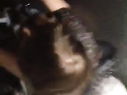 Naughty couple sex in public bathroom