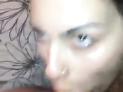 Naughty teen wife eats his dick