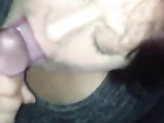 Naughty Redhead mom blows him