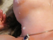 Cuming on mature lady face