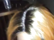 Ebony GF oral sex on the balcony