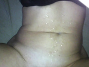 Powerful cumshot on her big tits