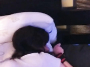 Toying her hairy twat