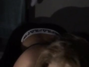 Blonde GF eats his hard dick