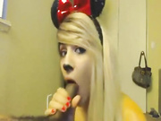 Sexy bunny sucks a long black cock