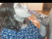 Busty nerdy amateur blowjob