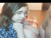 Busty nerdy amateur blowjob