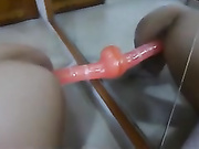 Horny girl cuming on her toy