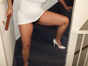 Playing with her panties and pussy