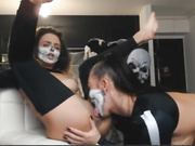 Halloween costume webcam foursome