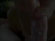 Kinky brunette sucking a cock full of cum