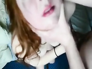 Hardcore mouth fuck and facial for ginger girl
