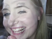 Drunk girl blows and drinks his cum