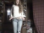 Small tits blonde gives blowjob to a big cock