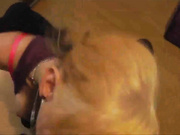 Blonde blows and takes cumshot on her big tits