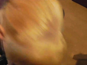 Blonde blows and takes cumshot on her big tits