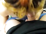 Naughty blowjob in public toilet