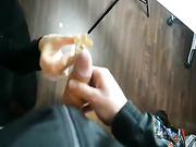 Blowing and taking cumshot by the Christmas tree