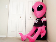 Beautiful teen rides an alien