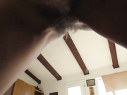Hairy pussy riding hairy cock to creampie