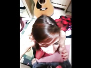 Amateur girlfriend POV blowjob with facial