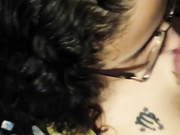 Curly GF gets a cumshot on her tits