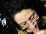 Curly GF gets a cumshot on her tits