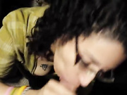 Curly GF gets a cumshot on her tits