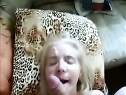 Amateur Russian wife face cumshot